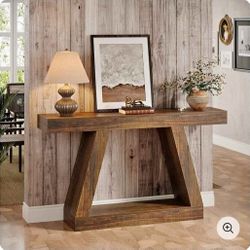 NY250. Farmhouse Console Table, 55" Sofa Table with Storage