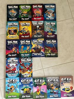 14 Dog Man & 5 Cat Kids Books