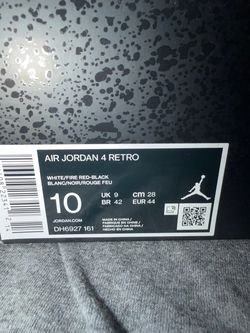 Air Jordan 4 Retro White Fire Red-Black Size 10