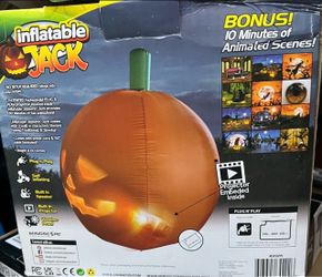 Jabberin Jack Giant 5 ft. Inflatable Talking Animated Pumpkin with Built-in Projector  Speaker Plug'n Play Halloween