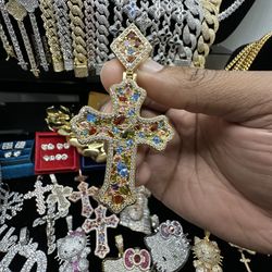 Colorful Chrome Heart Cross 