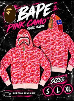 BAPE Pink Camo Shark Full Zip Hoodie