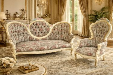 Vintage Victorian living room sofa set