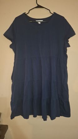 Navy Blue Tiered Short Sleeve Dress