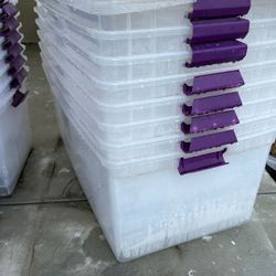 Large Storage Bins with Lids, Clear (Pack of 8)