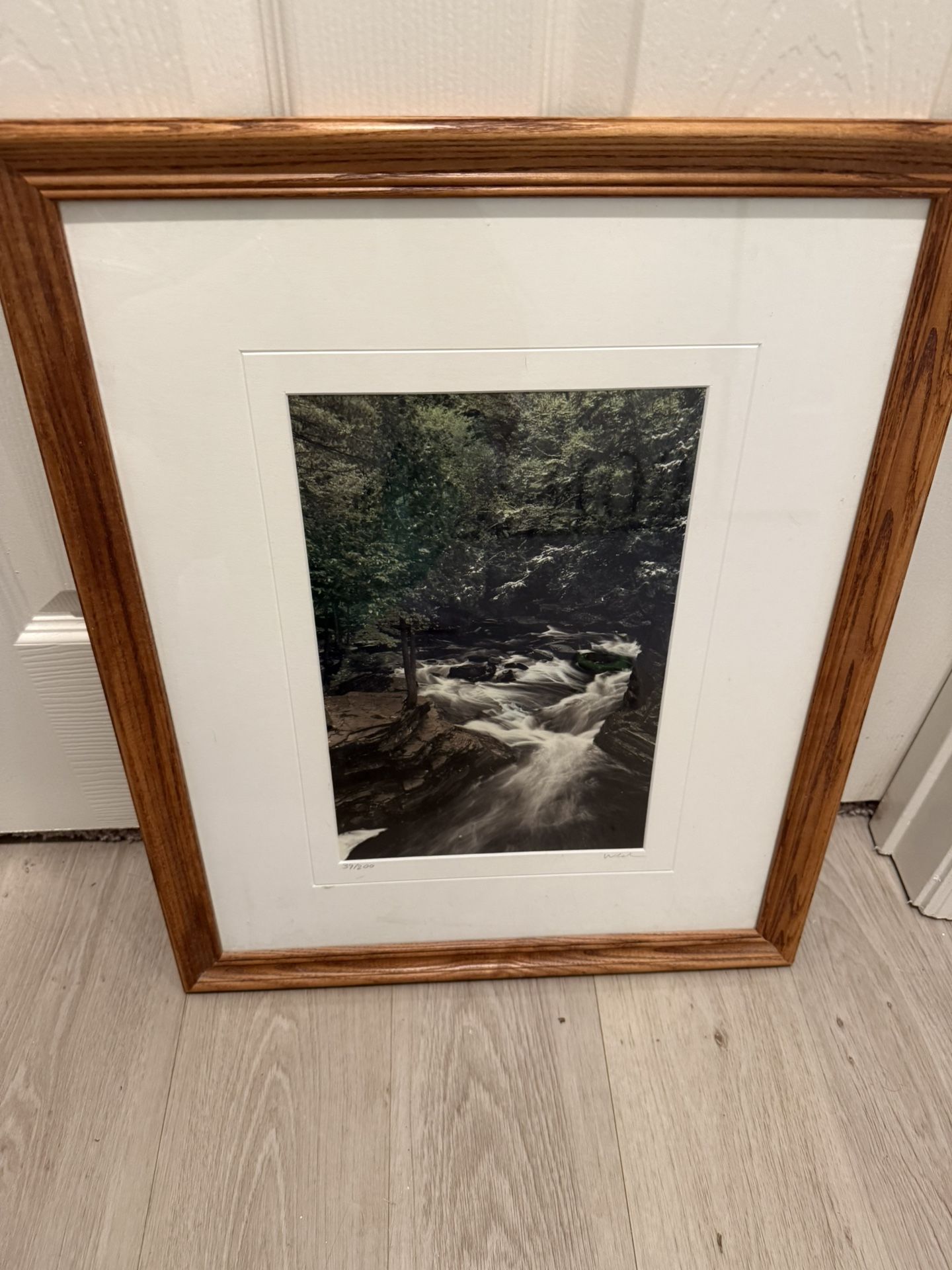 Forest stream rock wood framed wall art 18 x 22
