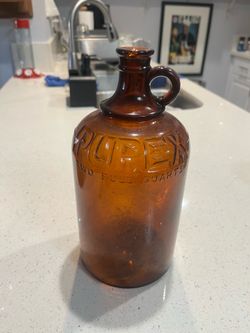 Vintage Amber Glass Bottle Set Purex Jug and Apothecary Jar