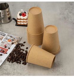 300 pack Kraft Unbleached Disposable 8 oz Coffee Cups