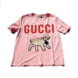 Gucci Lamb 3D emblem pink red T Shirt