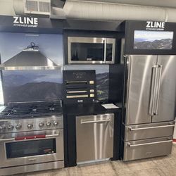 ZLINE Refrigerator, Stove, Dishwasher, Vent Hood