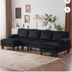 U-Shaped Sectional Sofa Corduroy Couch