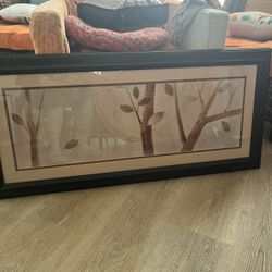 20“ X 44“ Large Framed Print. Leaves And Branch Branches.  Muted Colors.
