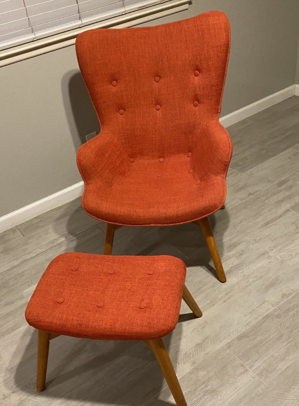 Orange Chair and Ottoman  