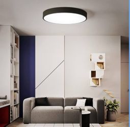 New Modern LED Ceiling Lights Flush Mount 24 Inch Round Flush Mount Light Fixture 48W Black Ceiling Lamp 3000k/4000k/6500k(Dimmable with Remote Contro