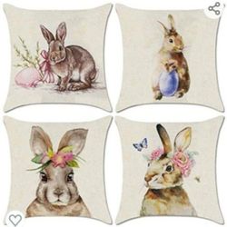 Rabbit Design Pillow COVERS Set Of 4