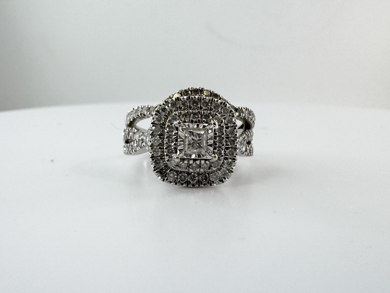 Ladies 1/2ctw Diamond 10k White Gold Wedding Ring Set Size 7 11052939