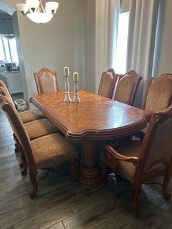 Extra Large Dining Room Table With 8 Chairs And Three Leafs