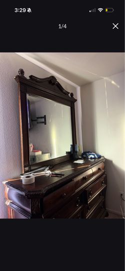 Solid wood dresser & mirror