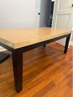 Coffee table vinyl plastic beige used wood