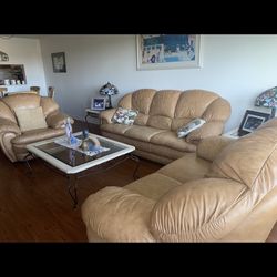 Leather Sofa, Loveseat, and Chair