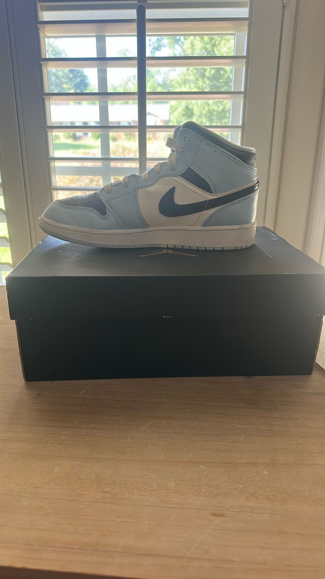 Jordan One Mid Ice Blue Six Youth With Box Good Condition