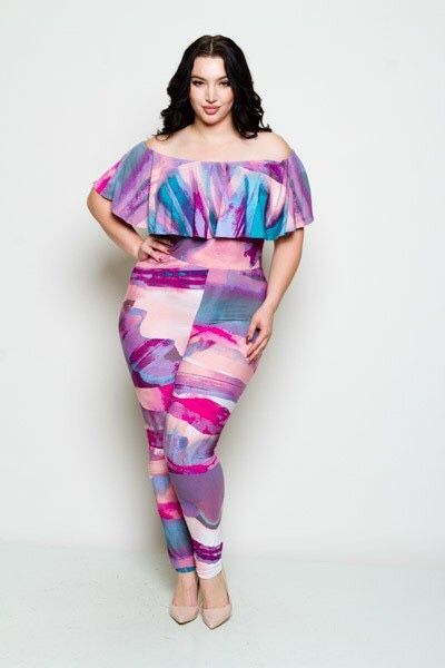 ✨Plus Size Pastel Printed Jumpsuit