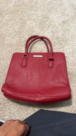 Nine West Red Leather Structured Tote Handbag