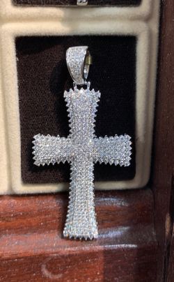 Sterling Silver Iced Out Charm CROSS