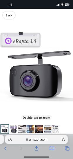 eRapta Reverse Camera 3.0 License Plate Backup Camera HD 149° Wide Rear View IP69K Waterproof IR Night Vision Easy Mount DIY Grid for Cars Trucks Pick