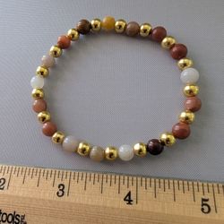 6mm Golden Flower Jade Bracelet #1