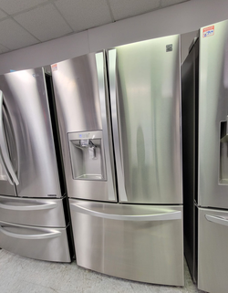 Kenmore Elite French Door Fridge – Stainless, clean, 36"