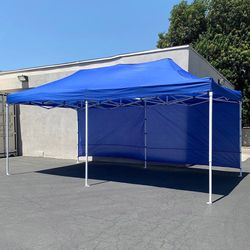 (NEW) $205 Heavy-Duty EZ Popup Canopy 10x20’ with (2 Sidewalls) Outdoor Gazebo, Carry Bag