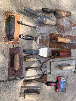 Various concrete, brick and tile tools