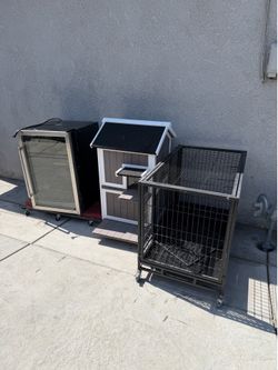 Small fridge ,cat house new,dog  cage $140