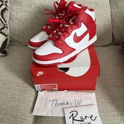 Nike Dunk High White/Championship Red Sz 10.5 Brand New