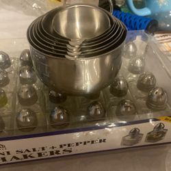 Salt And Pepper Shakers And Stainless Steel Measuring Cups