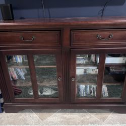 Media- Entertainment Cabinet- Dark Cherry Wood