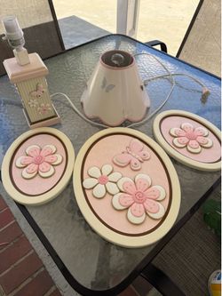 Lamp butterfly and flower designs -  wood