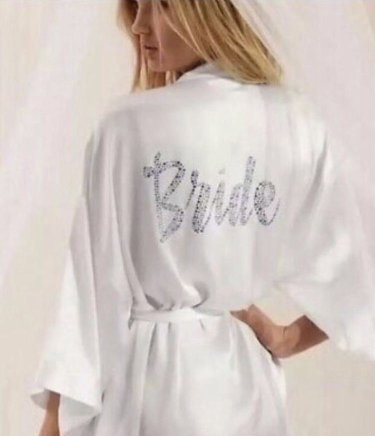 New W/Tag Victoria Secret White Satiny Bling Sexy Bride Robe/Lingerie/Wedding/Gift/Kimono Style- One Size (Originally $60)