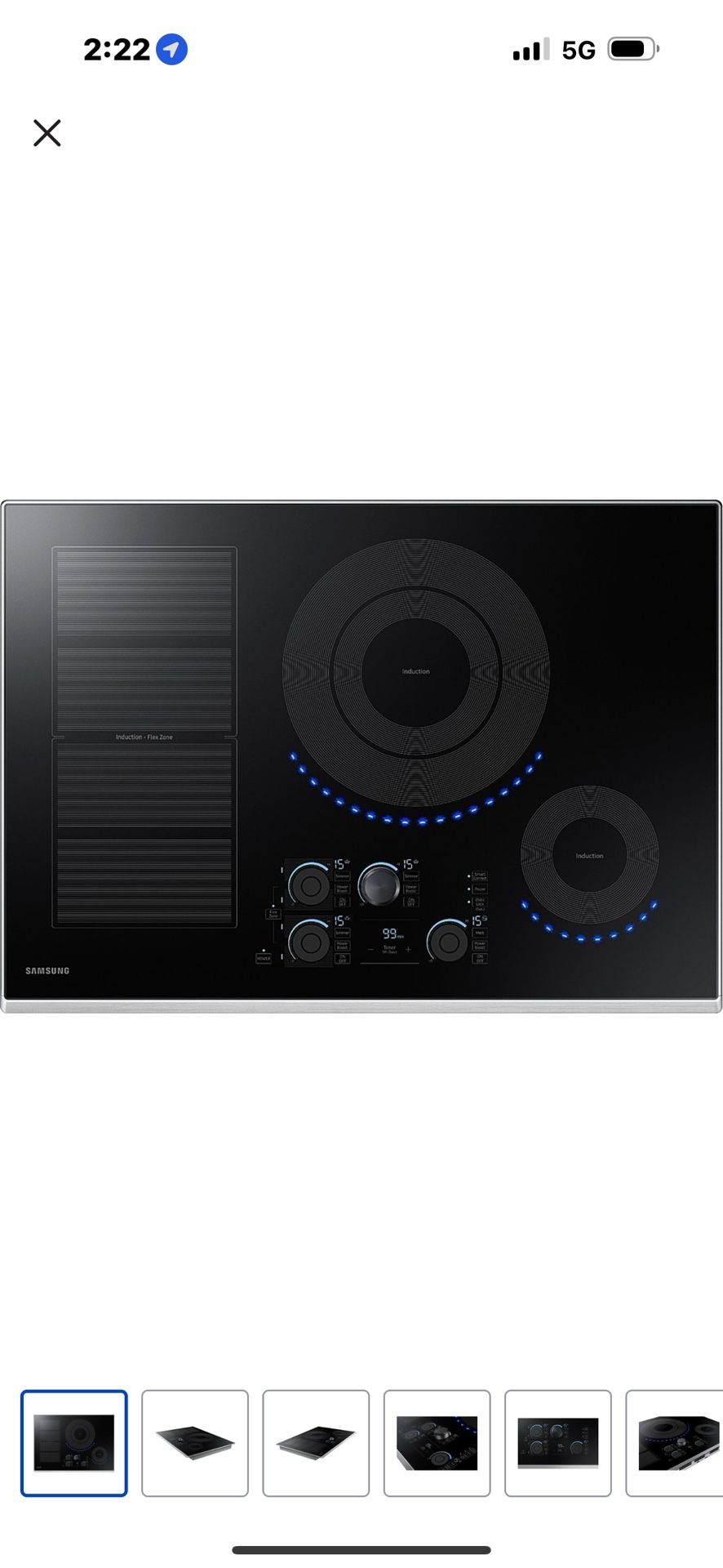 NEW IN BOX SAMSUNG 30” INDUCTION ELECTRIC COOKTOP WITH WIFI AND VIRTUAL FLAME AND FACTORY WARRANTY 6/15/24.
