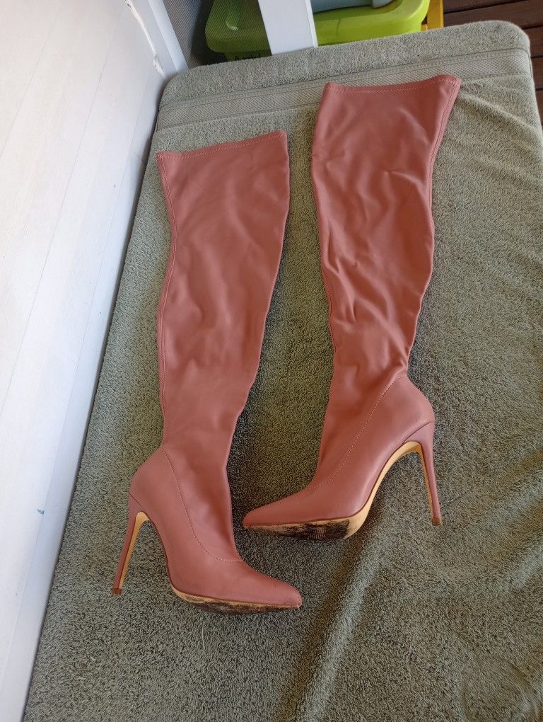 Liliana GISELE-7 THIGH HIGH HEELED BOOTS rose size 7