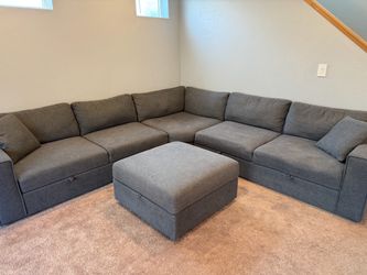 Thomasville Storage Sectional with Storage Ottoman