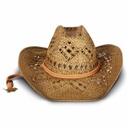 New Lucky Brand Women's Straw Cowboy Hat | Rope Design | Western | Style | Fashion | Sun Protection | Breathable, Woven Straw - Tan