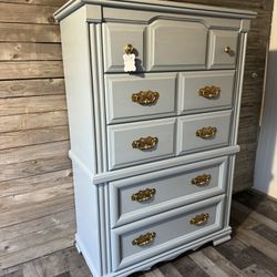 Newly Refinished Blue Broyhill Highboy Dresser