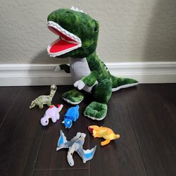 Dinosaur Stuffed Animal T-Rex and 5 Little Dinos for Boys & Girls - Plush Stuffie with Zippered Pocket Eating Dinosaurs Gift Ages 3 4 6 7 8 9