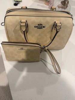 Coach Signature Satchel Bag with Wristlet Set