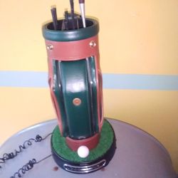 Collectable   Vintage  Leather Golf Bag And Radio Phone  Combo. 16" Tall