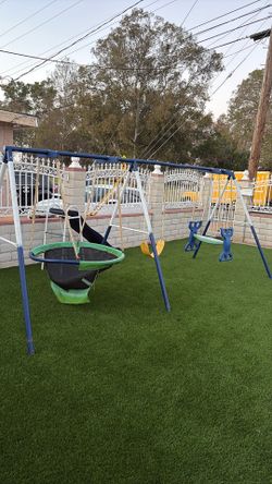 Swing set and slide