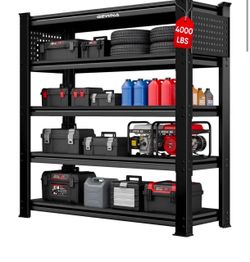 （R-0-29）Gewna 5-Tier Heavy Duty Storage Shelves, 72"x48"x24" Garage Shelving Unit with 4000LBS Capacity