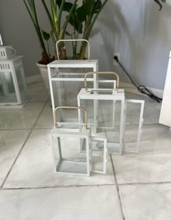 Metal White Candle Lanterns Modern Design